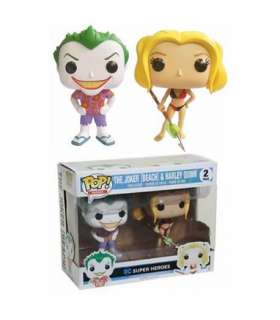 2 PACK DC SUPER HEROES FUNKO POP THE JOKER (BEACH) & HARLEY QUINN