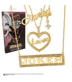Escuadrón Suicida  Conjunto de Collares Harley Loves Joker (metal dorado)