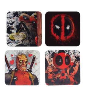 Deadpool Pack de 4 Posavasos 3D
